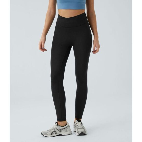 Halara Softlyzero Crossover Color Block Leggings-UPF50+ Black Size XS 7/8 Length - Picture 2 of 12